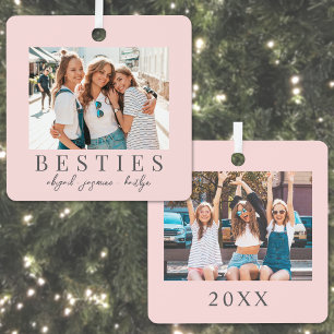 Personalisiertes Rosa-Bester-Freund-Foto Ornament Aus Metall