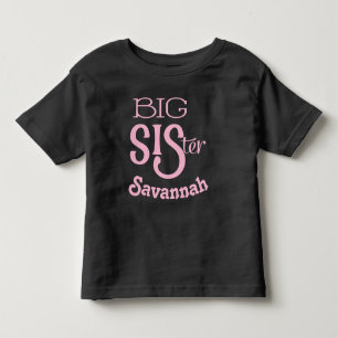 Personalisiertes Rosa BIG Schwester Gebogener Klei Kleinkind T-shirt