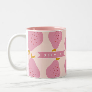 Personalisiertes Rosa Birnen Muster Süßes Mädchenh Zweifarbige Tasse