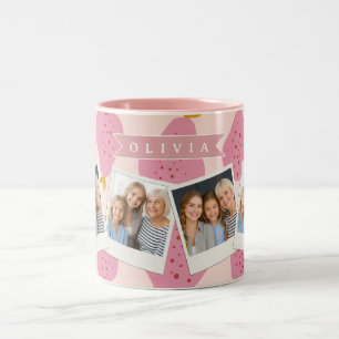 Personalisiertes Rosa Birnen Muster Süßes Mädchenh Zweifarbige Tasse
