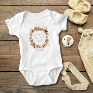 Personalisiertes Rosa Blumen Baby Mädchen Geschenk Strampler
