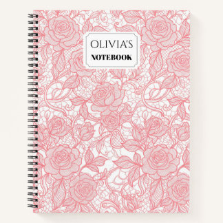 Personalisiertes rosa Blumen-Spiralnotizbuch mit S Notizbuch