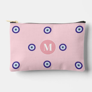 Personalisiertes Rosa Böser Blick Muster Monogramm Zubehörtasche