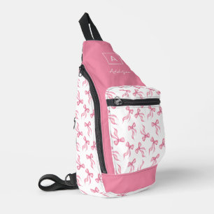 Personalisiertes rosa Bow Muster Crossbody Bag