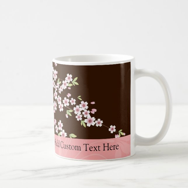 Personalisiertes Rosa/Brauner Dogwood Blossom Tasse (Rechts)