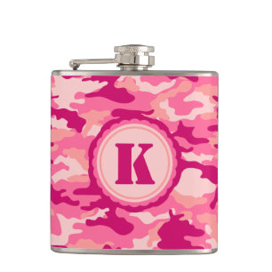 Personalisiertes rosa Camouflage-Muster Flachmann