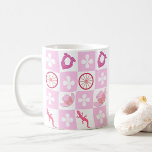 Personalisiertes rosa Cowgirl mit Blume geprüft Kaffeetasse