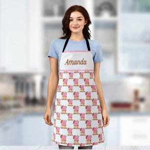 Personalisiertes rosa Cupcake mit Schokoladenmuste Schürze