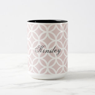 Personalisiertes rosa Diamantmuster Zweifarbige Tasse