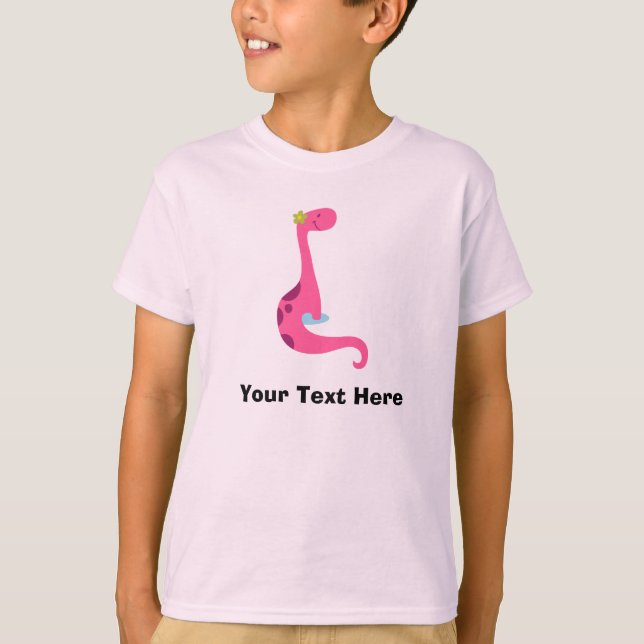 Personalisiertes rosa Dinosaurier-T-Shirt T-Shirt (Vorderseite)