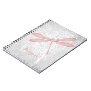 Personalisiertes rosa Dragonfly-Notebook Notizblock