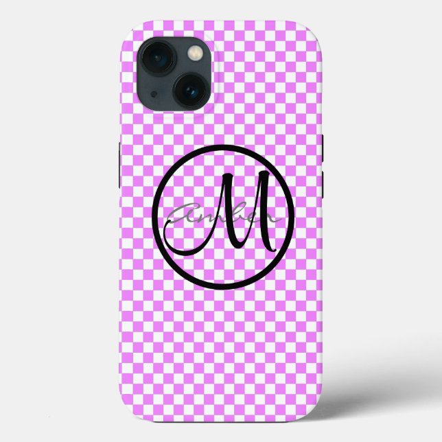 Personalisiertes, rosa, eckiges Muster Case-Mate iPhone Hülle (Rückseite)