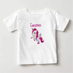 Personalisiertes Rosa Einhorn Girl's Name Shirt