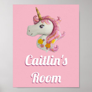 Personalisiertes Rosa Einhorn Girl's Room Poster