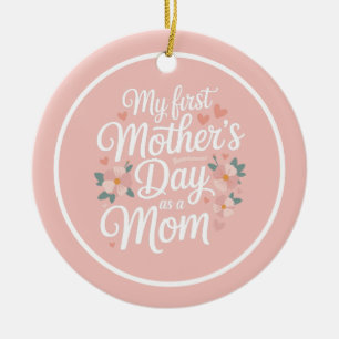 Personalisiertes rosa florales Erstes Muttertags- Keramik Ornament