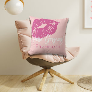 Personalisiertes Rosa Fuchsien-Hallo Schönheit Kissen