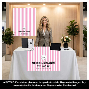 Personalisiertes rosa gestreiftes Messestand-Banne Wandteppich