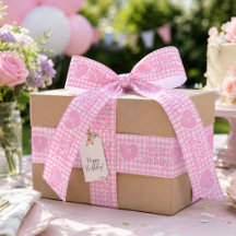 Personalisiertes rosa Gingham-Herz-Geburtstagsmono
