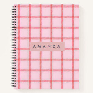Personalisiertes Rosa Gingham Karo Notizbuch