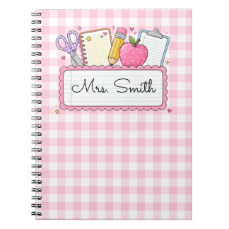 Personalisiertes rosa Gingham-Lehrer Notizblock