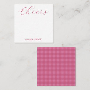Personalisiertes rosa Gingham Mitteilungskarte