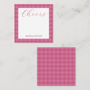 Personalisiertes rosa Gingham Mitteilungskarte