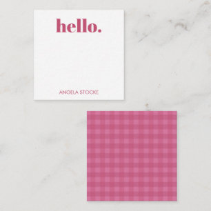 Personalisiertes rosa Gingham Mitteilungskarte