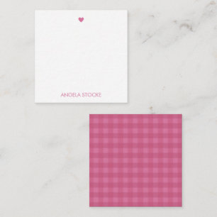 Personalisiertes Rosa Gingham Mitteilungskarte