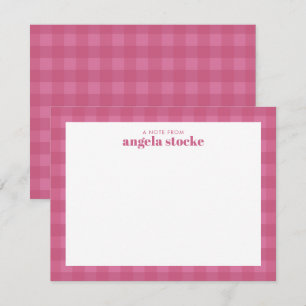 Personalisiertes Rosa Gingham Mitteilungskarte