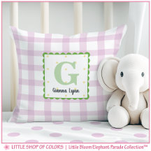 Personalisiertes rosa Gingham-Monogramm-Kinderzimm