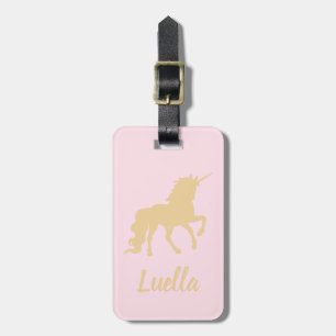 Personalisiertes Rosa Gold Kinder Einhorngepäck Gepäckanhänger