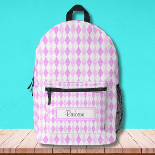 Personalisiertes rosa Golf Argyle-Muster  Bedruckter Rucksack