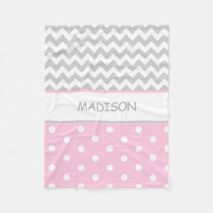 Personalisiertes rosa graues Zickzack Fleecedecke