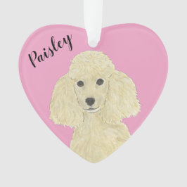 Personalisiertes rosa Herz Blonde Tan Golden Poodl Ornament