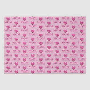 Personalisiertes Rosa Herz MAMA Blumenschrift Kuns Seidenpapier