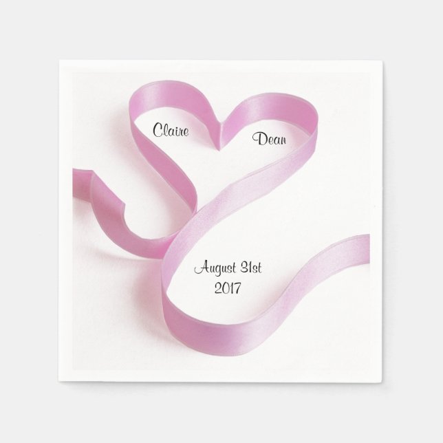 Personalisiertes rosa Herz Napkins Serviette (Vorderseite)
