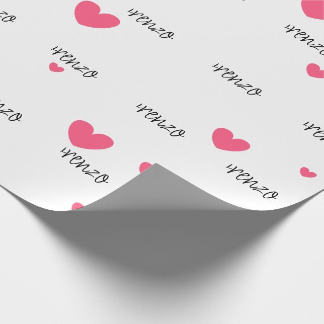 Personalisiertes rosa Herz-Umschlagpapier Geschenkpapier (Ecke)
