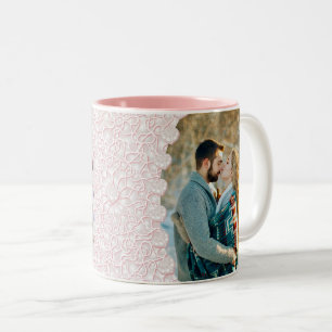 Personalisiertes Rosa-Herzen Valentinstag-Geschenk Zweifarbige Tasse