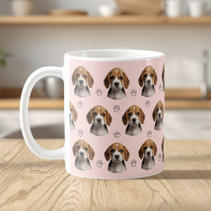 Personalisiertes rosa Hundefoto Pfotenmuster Kaffeetasse