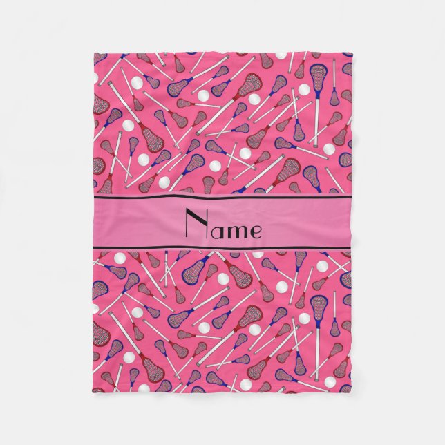 Personalisiertes rosa Lacrossemuster Fleecedecke (Vorderseite)