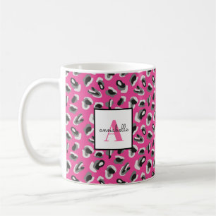 Personalisiertes rosa Leopard-Druckmuster für Mono Kaffeetasse