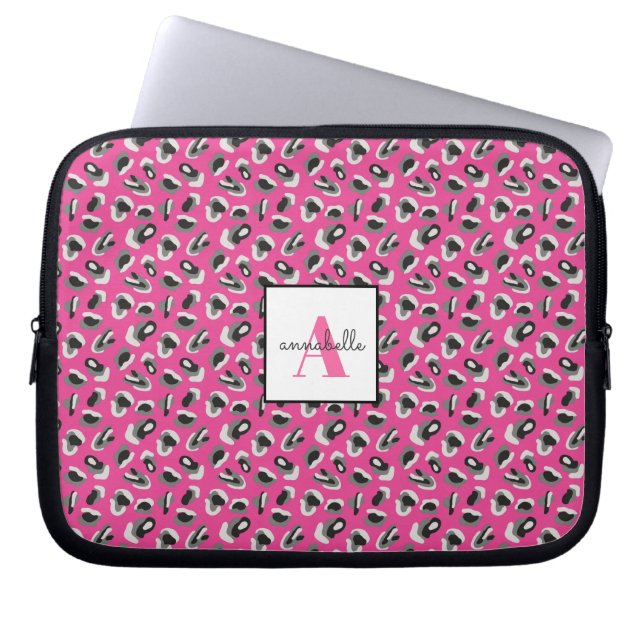 Personalisiertes rosa Leopard-Druckmuster für Mono Laptopschutzhülle (Vorderseite)