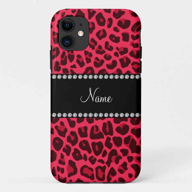 Personalisiertes rosa Leopardenmuster Case-Mate iPhone Hülle (Rückseite)