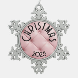 Personalisiertes rosa Luxus-Weihnachten Schneeflocken Zinn-Ornament