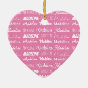 Personalisiertes rosa Mädchenname-Collage-Christma Keramik Ornament