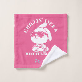 Personalisiertes Rosa "Mindful Bunny" Badetuch Set