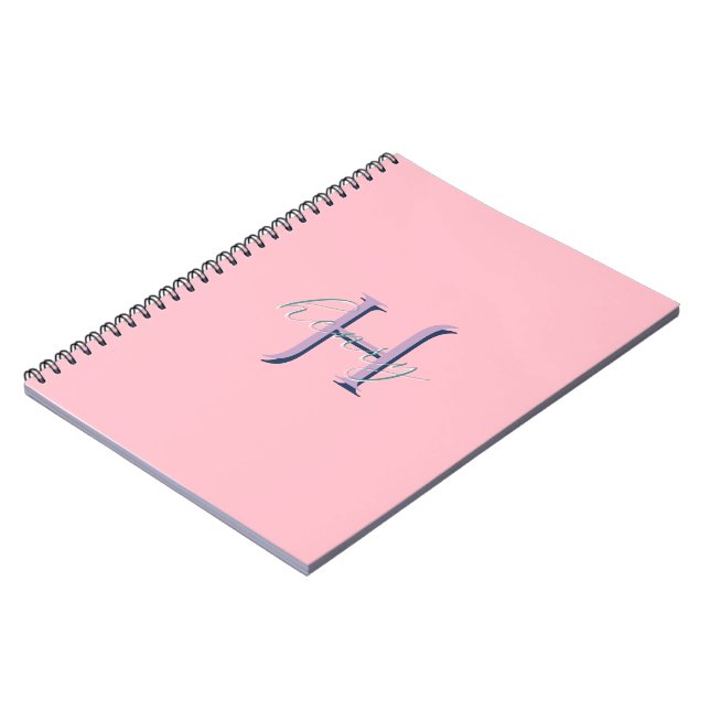 Personalisiertes rosa Monogramm Anfangsbuchstabe u Notizblock (Linke Seite)