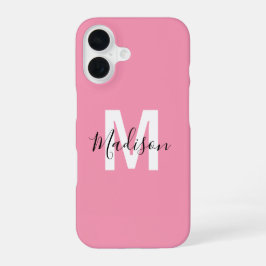 Personalisiertes rosa Monogramm iPhone 16 Hülle