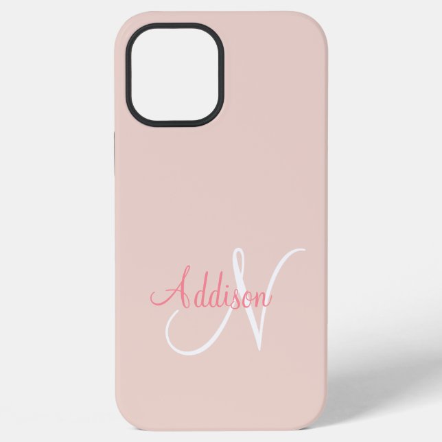 Personalisiertes Rosa Monogramm iPhone Hülle (Rückseite)