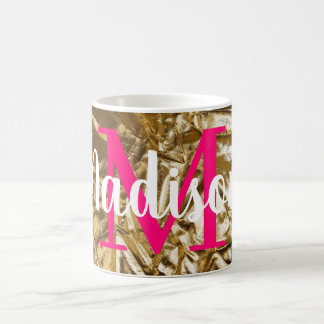 Personalisiertes rosa Monogramm Kaffeetasse